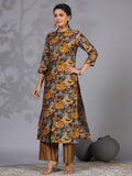 Gosriki Women'S Rayon Blend Straight Printed Kurta With Pant (Bbcom Yellow-Nw-Gs_Xl_Yellow_X-Large),Yellow,,B0CYGVZR4S