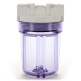 Hydronix HF35CLWH12, 5 Clear Housing with White Rib Cap For RO & Filtration Systems, 1/2 Ports