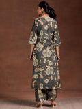 Libas Women'S Silk Blend Kurta Set (36761O_Grey Grey L