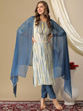 Anni Designer Women'S Rayon Blend Straight Printed Kurta With Pant & Dupatta (Tiedye Light Blue-Nw_L_Light Blue_Large),Light Blue,L,,,