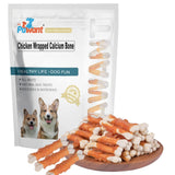 Pawant Dog Chews Puppy Training Snacks Chicken Wrapped Calcium Bone Rawhide Free Dog Treats 0.5lb/227g