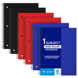 ECLIPS USA Spiral Notebook Wide Ruled Notebooks For School 1Subject Wide Ruled Paper Durable Plastic Cover Spiral Bound Notebo