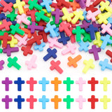 Cheriswelry 100Pcs Acrylic Cross Beads for Bracelet Pastel Cross Loose Spacer Beads Easter Bead Crafts 15x12x4.5mm for DIY Neckl