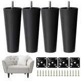 NATGAI Plastic Sofa Legs, 4 Pack 5.6 Legs Replacement with Mounting Plates Screws for Chair/Couch/Loveseat/Cabinet M8 Thread (Me