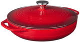 Lodge 3.6 Quart Enameled Cast Iron Oval Casserole With Lid- Dual Handles - Oven Safe up to 500 F or on Stovetop - Use to Marinat