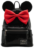 Loungefly Disney Minnie Mouse Black Sequin Womens Double Strap Shoulder Bag Purse