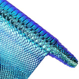CALFOVERA 53 x 11.8 Inch Blue Snake Textured PU Leather Sheets Snake Skin Embossed Synthetic Vinyl Fabric Holographic Glossy Mir