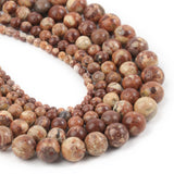 Yochus 60pcs Birdeye Rhyolite Round Smooth Stone Beads for Bracelet Making