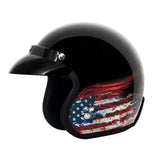 VCAN V85C 3/4 Open Face Motorcycle Helmet DOT Approved (Gloss Black Flag, Small)