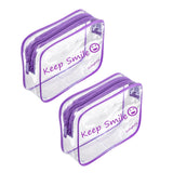 2pcs Clear PVC Toiletry Bag Transparent Waterproof Cosmetic Bag Minimalism Makeup Bag Small neat Cosmetic Pouch Summer Beach Pur