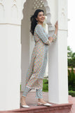 Anni Designer Women'S Cotton Blend Printed Straight Kurta With Pant (Rcb-See-Green_Xl_See Green_X-Large),See Green,XL,Cotton Blend,Regular,Kurta