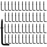 Auvotuis 50Pcs L Shaped Hooks - 1-1/4 Inch, Metal Square Bend Right Angle Hooks, Black