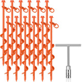 Zhengmy 12 Pcs Ground Anchors Screw in, 12 Inch Heavy Duty Tent Stakes with Trampoline Anchor Hook Ground Stakes for Camping Ten