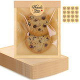 120 Pack Cookie Bags with Seal, 5.1x7.5 Inch Self Sealing Paper Bakery Bags with Window, Heat Sealable & Grease Resistant To Go