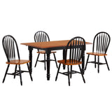 Sunset Trading Selections 5 Piece 60 Rectangular Extendable Windsor Arrowback Chairs | Butterfly Leaf Table Wood Dining Set, 2 S