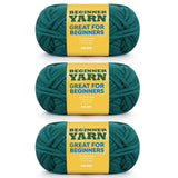 3x60g Forest Green Yarn for Crocheting and Knitting;3x66m (72yds) Cotton Yarn for Beginners with Easy-to-See Stitches;Worsted-We