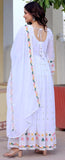 Women Floral Print Anarkali Kurta With Pant And Dupatta (Medium) (Xl Ligth Pink) (M White),White,M,Georgette,Anarkali,Kurta, Scarf