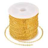 Beadthoven 32.8Ft Brass Flat Cable Chain for Jewelry Making 2mm Golden Brass Flat Cross DIY Necklace Chain Bracelet Jewelry Find