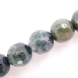 Malahill Faceted Gemstone Beads for Jewelry Making, Sold per Bag 5 Strands Inside (Moss Agate, 6mm)