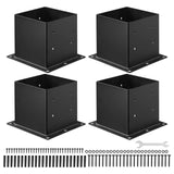 VEVOR 4x4 Post Base 4 Pcs, Inner Size 3.6x3.6 inch / 92x92 mm Post Brackets, Heavy Duty Carbon Steel Decking Posts, Wood Posts B