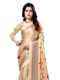 Satrani Womens Crepe Saree With Blouse Piece (1538St124_Cream_One Size_Cream)