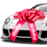 MIFFLIN-USA Happy Birthday Bow - Matte Red, 30 Inch - Butterfly Shape Giant Gift Bow for Birthday, Christmas - Huge Car D cor