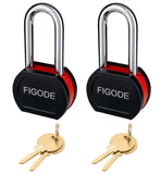 FIGODE Large Sturdy Steel Locks with 4 Same Keys, Heavy Duty Padlock, 2-3/4 Wide, 2.7 Long Shackle Locks for Door, Gate, Storage