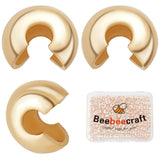 Beebeecraft 1 Box 100Pcs 18K Gold Plated Crimp Bead Covers Metal Half Round Open Crimp Beads Knot Covers Caps 5mm for DIY Jewelr