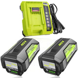 2Pack 6000mAh OP4026 Replacement for Ryobi 40V Battery and OP401 Charger Compatible with Ryobi 40 Volt Battery Lithium OP40261 O