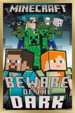 Trends International Minecraft - Beware Of The Dark Wall Poster, 22.4L x 14.7W, Gold Framed Version