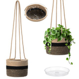 Sunnychicc 2 Packs Hanging Planter Basket 7.8 Cotton Rope Woven Plant Hangers Indoor Plant Boho Hanger Large Hanging Wall Plant