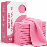 PANCA Microfiber Cleaning Cloth Roll Pack of 20, Absorbent Towels (Pink)