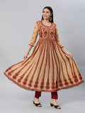Anni Designer Women'S Georgette Chikankari Embroidered Anarkali Kurti (Kari-Beige-Sm_Xxl_Beige_Xx-Large),Beige,2XL,Georgette,Anarkali,