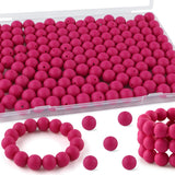 Kovict 145pcs Silicone Beads, 15mm Silicone Beads for Keychain Making, Pens Bracelet Necklace DIY Crafts(Magenta red)