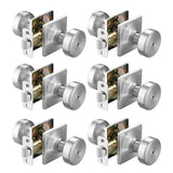 STARPY 6 Pack Brushed Nickel Door Knobs with Square Rosette,Pismo Door Knob with Lock,Privacy Door Handles Interior for Bath & B