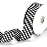 PQZKLDP Black and White Gingham Ribbon 1 inch Plaid Ribbon Flower Bouquet Wreath Gift Wrapping Checked Ribbon 100% Polyester Eac