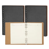 PATIKIL B5 Refillable Leather Notebook, 2Pcs 9 Ring Hardcover Binder Notebook 96 Sheets for Business Office Study Writing Journa