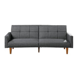 Benjara Fabric Adjustable Sofa with Square Tufted Back, Gray