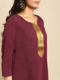 Rangita Maroon Cotton Knee Length Solid Straight Kurti For Women | Kurta For Women_M