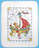 Tobin Sail Away Stamped for Cross Stitch Baby Quilt Kit, 34x43