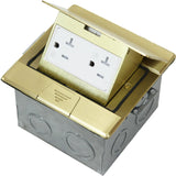 ENERLITES Square Pop-Up Floor Box Kit, 4.75 x 4.75 Cover, 20A Tamper-Weather Resistant Receptacle Outlet, Watertight Gasket, Cor
