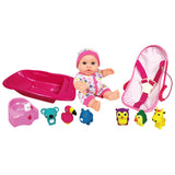 Lissi: 8 Baby Doll: Bath Tub, Potty & Animal Playset - Pink & White - Bath Time & Nurturing Playset, Carrier, 6pc Animal Toys, K