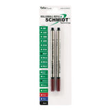 Schmidt Long Capless Rollerball Refill Medium Point 0.7mm, Black, 2 Pack Blister (SC58127)