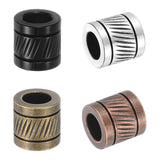 PATIKIL Stainless Steel Big Hole Bronze/Red Copper/Nickel/Black Paracord Column Beads 4pcs Grooved Tube Loose Column Spacer Bead