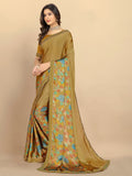 Rangita Women Abstract Printed Georgette Saree With Blouse Piece - Camel