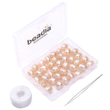 BEADIA Natural Pearl Beads Rice 8-9mm Pink Freshwater Cultured Loose Gemstone Beads for DIY Jewelry Making 13.8''/Strand HQ