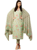 Anni Designer Women'S Cotton Blend Straight Printed Kurta With Pant & Dupatta (Drpo Wine_S_Wine_Small),Wine,S
