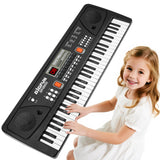 61-Key Kids Piano Keyboard for Beginners - Rechargeable Electronic Music Toy Piano with Music Stand Microphone LED Display AUX i