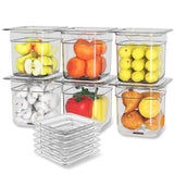HNEDSEN NSF Polycarbonate Food Pans with Lids 6Pack 1/6 Size 6inch Deep Clear