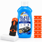 Stove Top Cleaner, Glass Cooktop Cleaner and Polish Kit with Scraper and Sponge, Suitable for Induction, Ceramic, and Gas Stoves